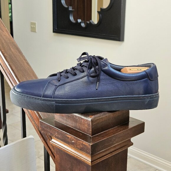 Italic Men's Cadence Tonal Midnight Blue Leather Sneakers, Sz 13 - Picture 9 of 16